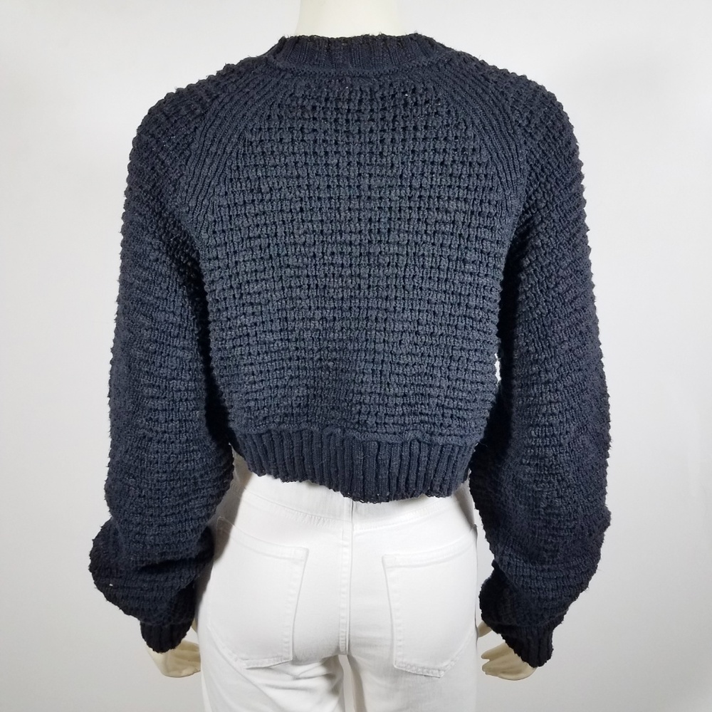 FREE PEOPLE Black Chunky Long Sleeve Crop Sweater - Picture 3 of 4